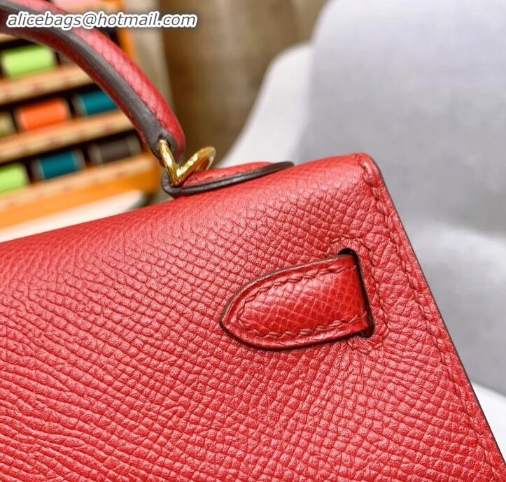 Best Quality Hermes Mini Kelly II Bag in Original Epsom Leather H091413 Red