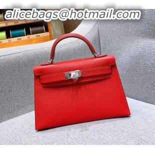 Fashion Hermes Mini Kelly II Bag in Original Epsom Leather H091413 Cherry Red