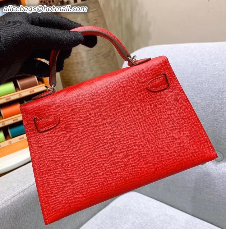 Fashion Hermes Mini Kelly II Bag in Original Epsom Leather H091413 Cherry Red