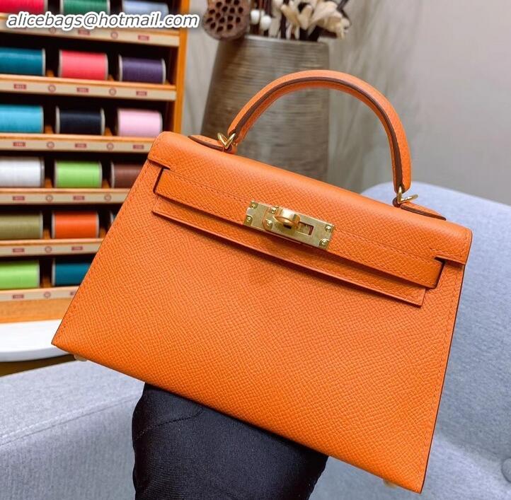 Low Price Hermes Mini Kelly II Bag in Original Epsom Leather H091413 Orange