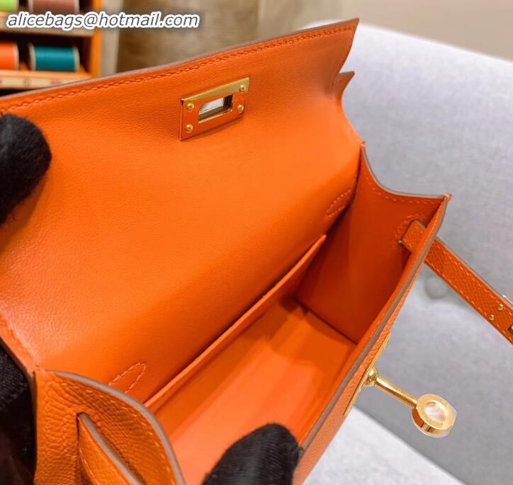 Low Price Hermes Mini Kelly II Bag in Original Epsom Leather H091413 Orange