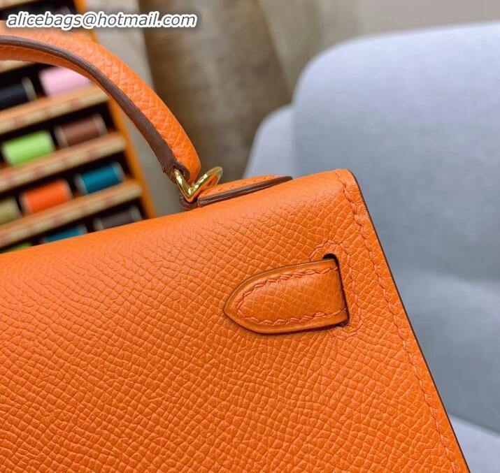 Low Price Hermes Mini Kelly II Bag in Original Epsom Leather H091413 Orange