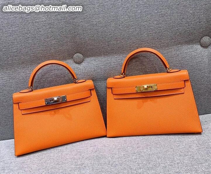 Low Price Hermes Mini Kelly II Bag in Original Epsom Leather H091413 Orange