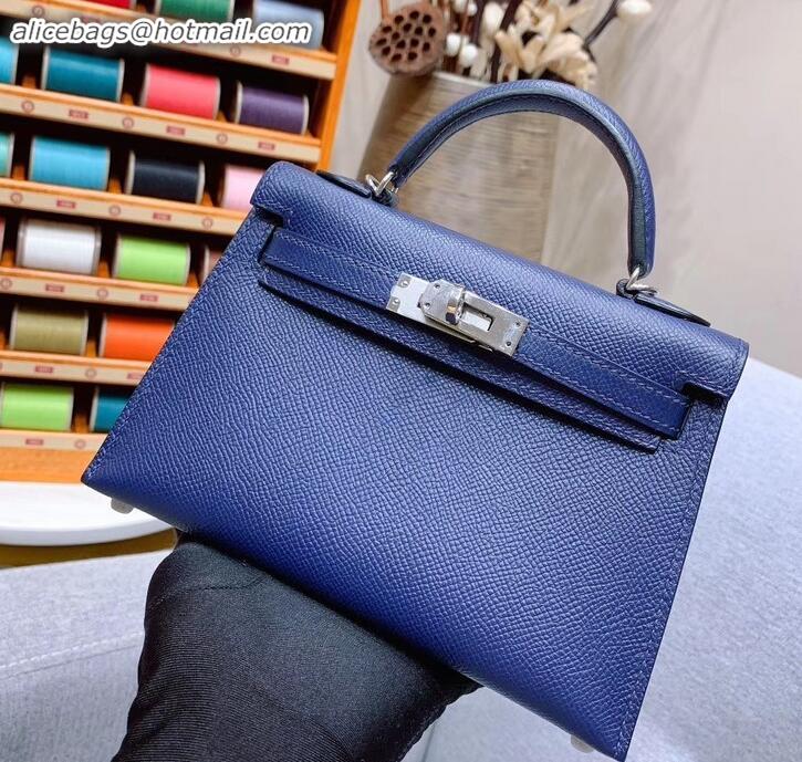 Sumptuous Hermes Mini Kelly II Bag in Original Epsom Leather H091413 Royal Blue