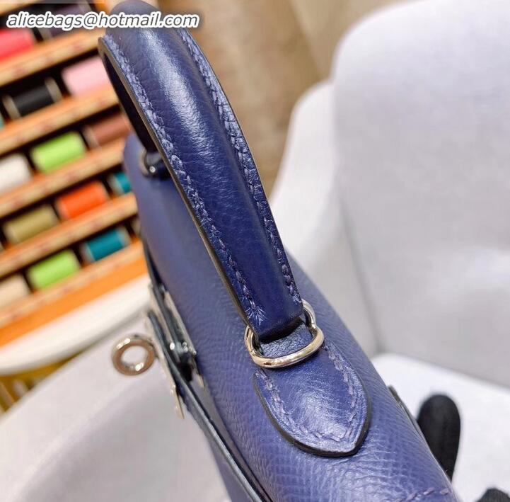 Sumptuous Hermes Mini Kelly II Bag in Original Epsom Leather H091413 Royal Blue