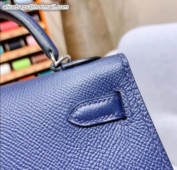 Sumptuous Hermes Mini Kelly II Bag in Original Epsom Leather H091413 Royal Blue