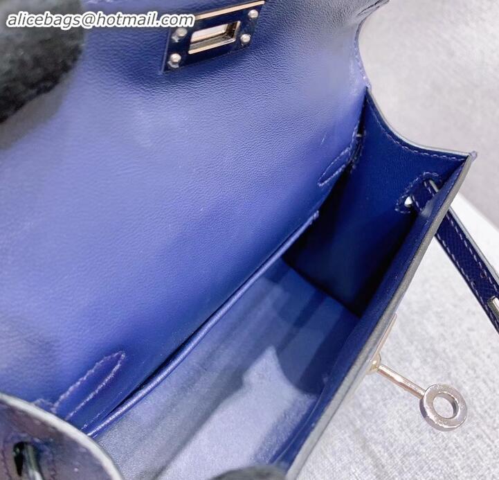 Sumptuous Hermes Mini Kelly II Bag in Original Epsom Leather H091413 Royal Blue