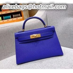 Perfect Hermes Mini Kelly II Bag in Original Epsom Leather H091413 Blue