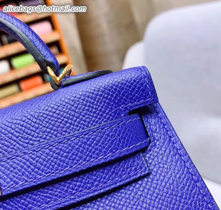 Perfect Hermes Mini Kelly II Bag in Original Epsom Leather H091413 Blue