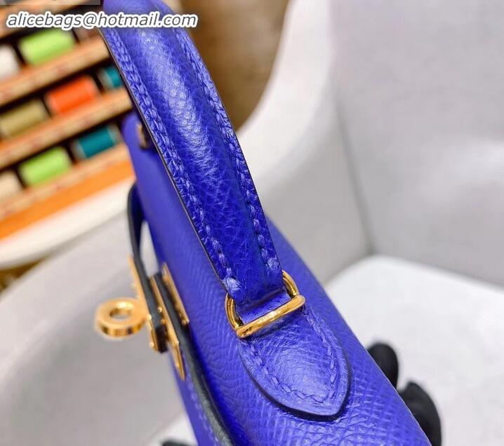 Perfect Hermes Mini Kelly II Bag in Original Epsom Leather H091413 Blue