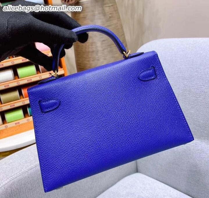 Perfect Hermes Mini Kelly II Bag in Original Epsom Leather H091413 Blue