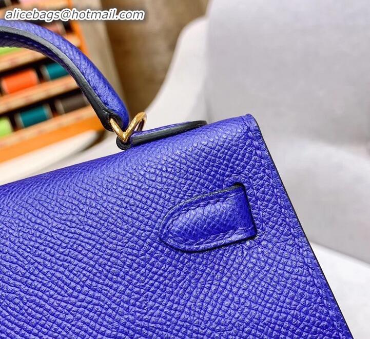 Perfect Hermes Mini Kelly II Bag in Original Epsom Leather H091413 Blue