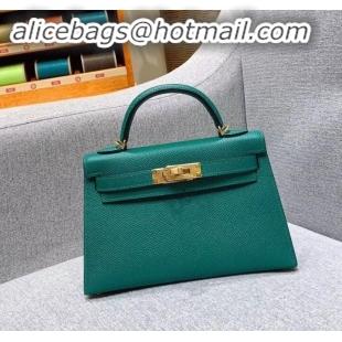 Top Grade Hermes Mini Kelly II Bag in Original Epsom Leather H091413 Green