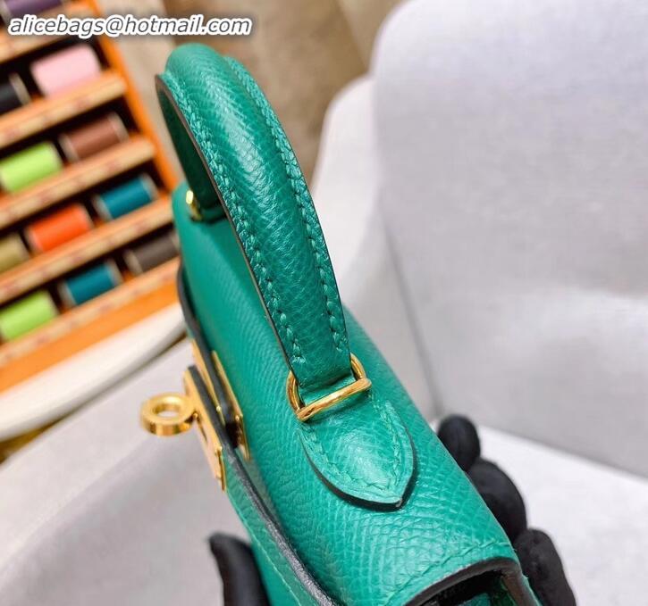 Top Grade Hermes Mini Kelly II Bag in Original Epsom Leather H091413 Green