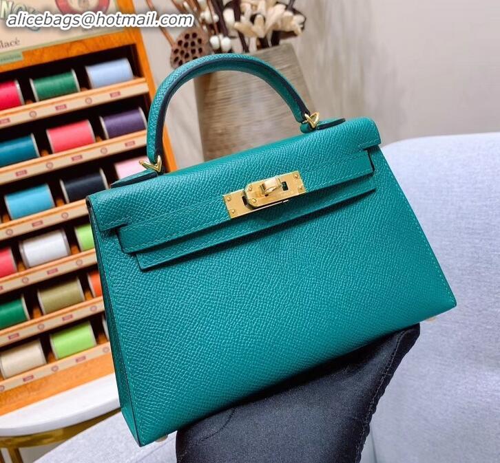 Top Grade Hermes Mini Kelly II Bag in Original Epsom Leather H091413 Green