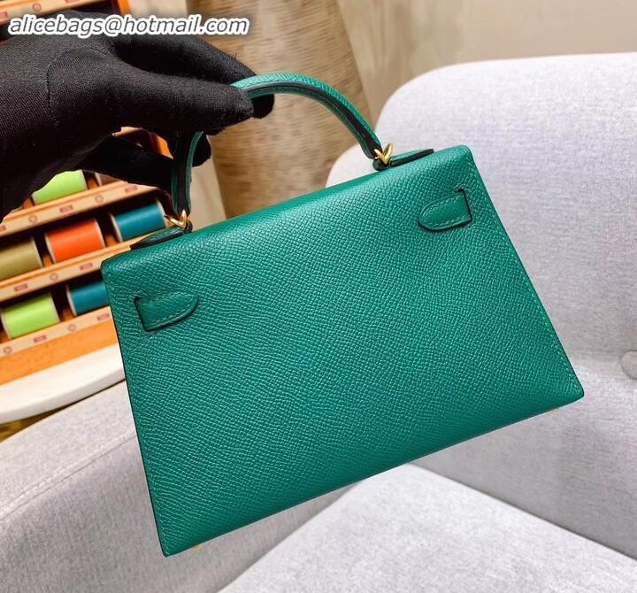 Top Grade Hermes Mini Kelly II Bag in Original Epsom Leather H091413 Green