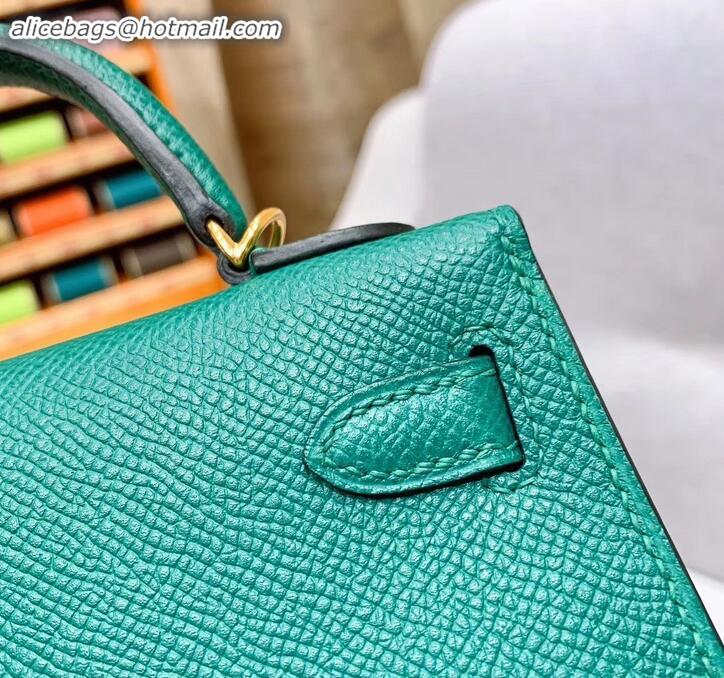 Top Grade Hermes Mini Kelly II Bag in Original Epsom Leather H091413 Green