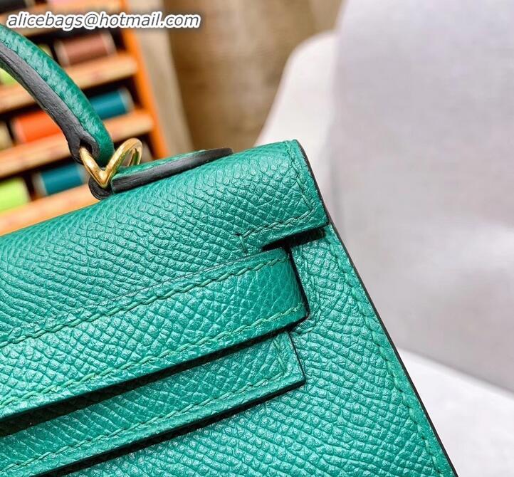 Top Grade Hermes Mini Kelly II Bag in Original Epsom Leather H091413 Green