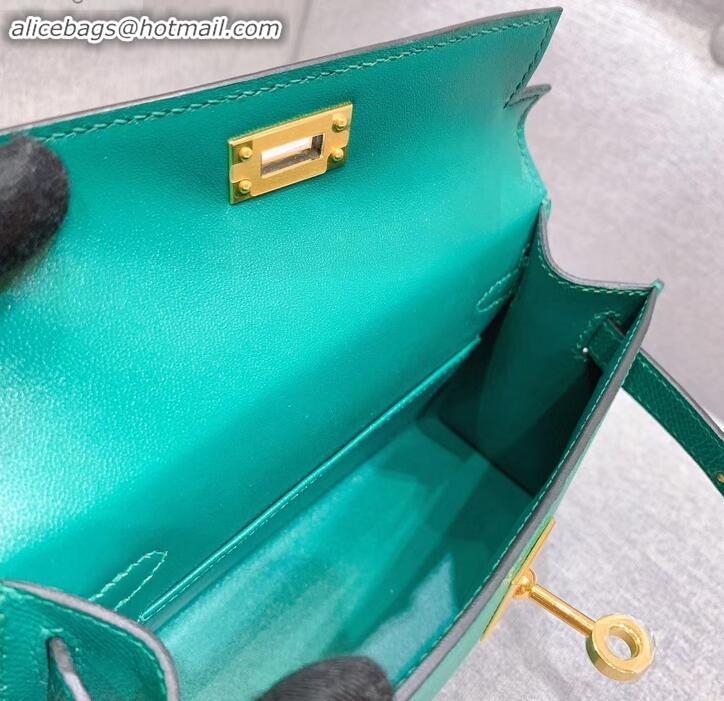 Top Grade Hermes Mini Kelly II Bag in Original Epsom Leather H091413 Green