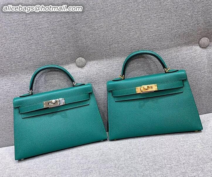 Top Grade Hermes Mini Kelly II Bag in Original Epsom Leather H091413 Green