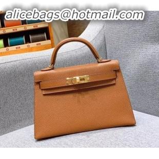 Good Quality Hermes Mini Kelly II Bag in Original Epsom Leather H091413 Brown