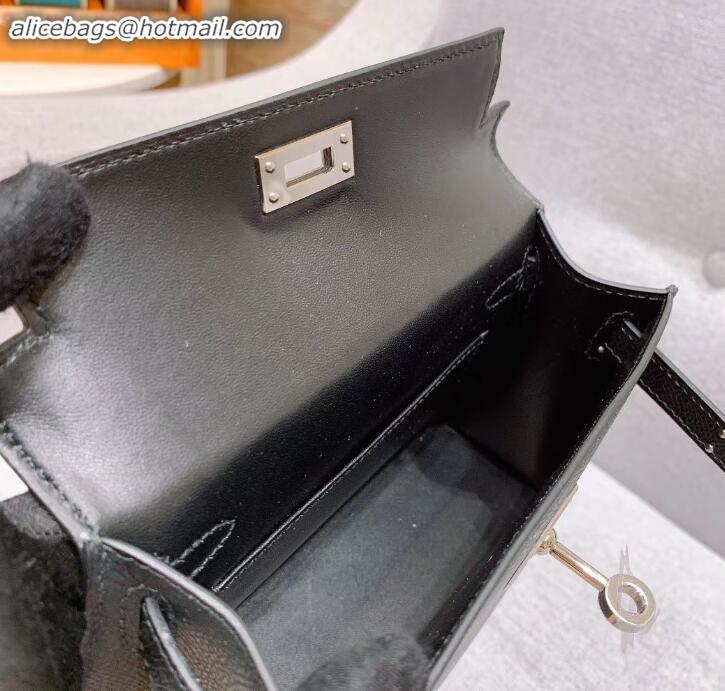 Best Grade Hermes Mini Kelly II Bag in Original Epsom Leather H091413 Black