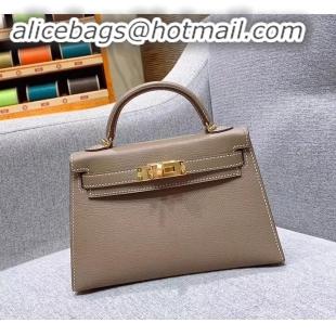 Durable Hermes Mini Kelly II Bag in Original Epsom Leather H091413 Elephant Gray