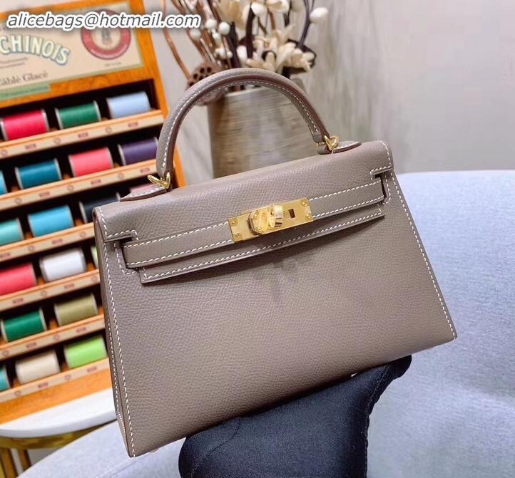 Durable Hermes Mini Kelly II Bag in Original Epsom Leather H091413 Elephant Gray