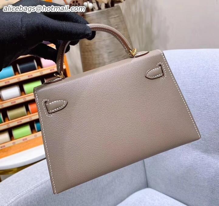 Durable Hermes Mini Kelly II Bag in Original Epsom Leather H091413 Elephant Gray