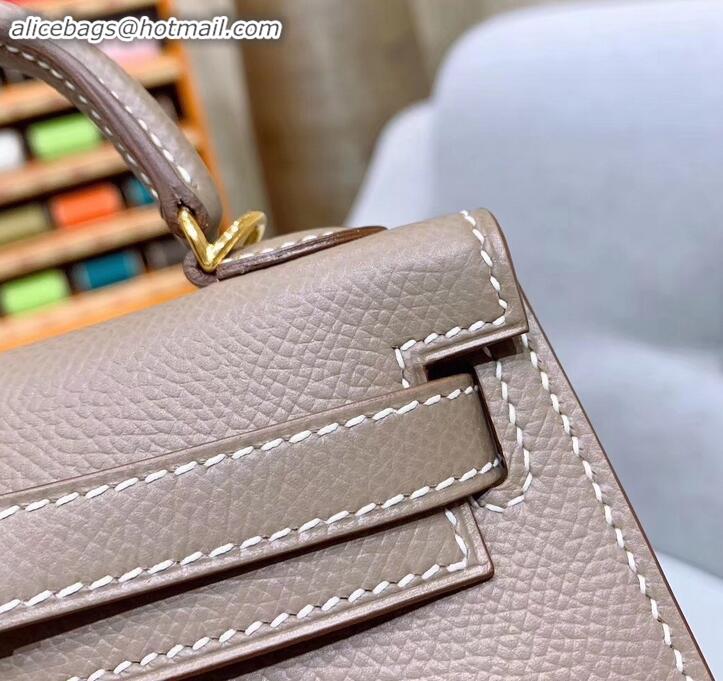 Durable Hermes Mini Kelly II Bag in Original Epsom Leather H091413 Elephant Gray