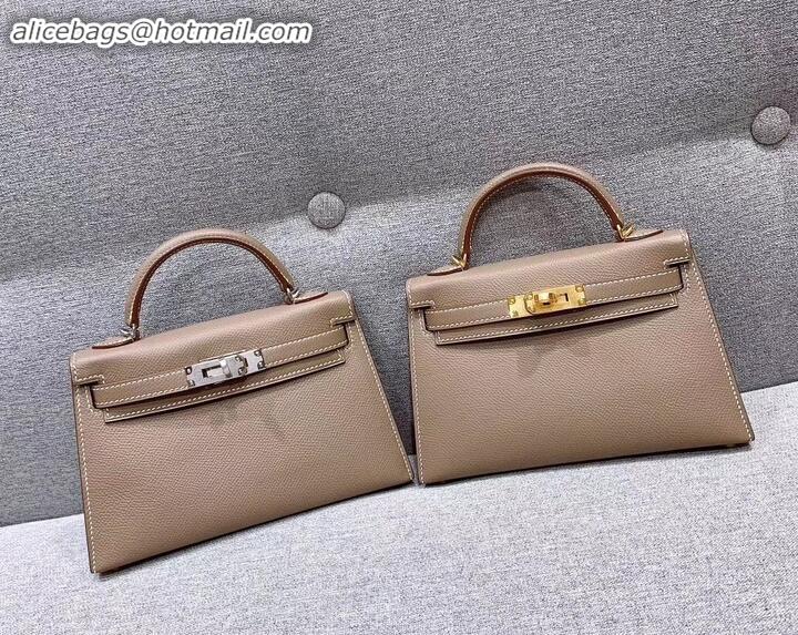 Durable Hermes Mini Kelly II Bag in Original Epsom Leather H091413 Elephant Gray