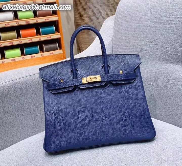 Best Quality Hermes Birkin 25cm Bag in Original Epsom Leather H091416 Royal Blue