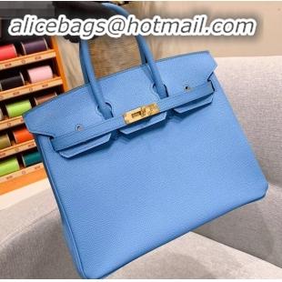 Top Quality Hermes Birkin 25cm Bag in Original Epsom Leather H091416 Sky Blue