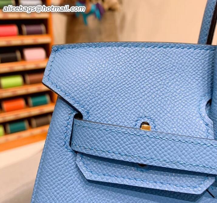 Top Quality Hermes Birkin 25cm Bag in Original Epsom Leather H091416 Sky Blue