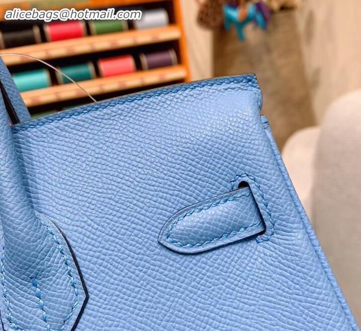 Top Quality Hermes Birkin 25cm Bag in Original Epsom Leather H091416 Sky Blue