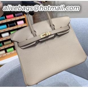 Best Quality Hermes Birkin 25cm Bag in Original Epsom Leather H091416 Pale Gray