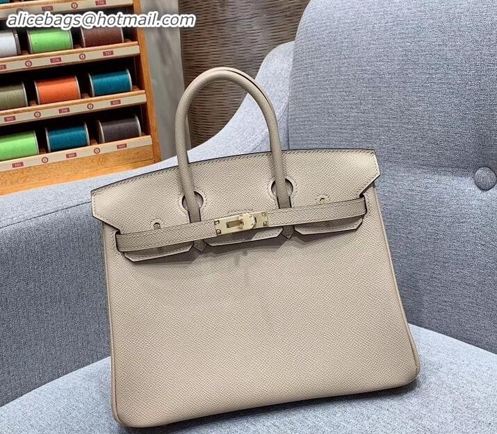 Best Quality Hermes Birkin 25cm Bag in Original Epsom Leather H091416 Pale Gray