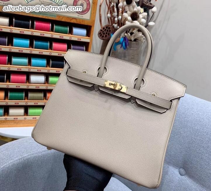 Best Quality Hermes Birkin 25cm Bag in Original Epsom Leather H091416 Pale Gray