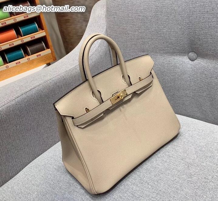 Best Quality Hermes Birkin 25cm Bag in Original Epsom Leather H091416 Pale Gray