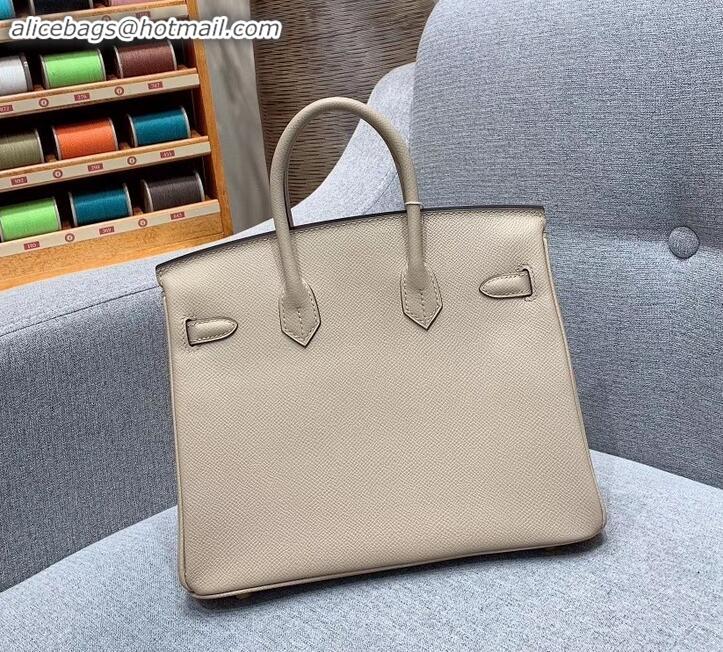 Best Quality Hermes Birkin 25cm Bag in Original Epsom Leather H091416 Pale Gray