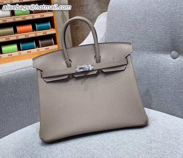 Discount Classic Hermes Birkin 25cm Bag in Original Epsom Leather H091416 Light Gray