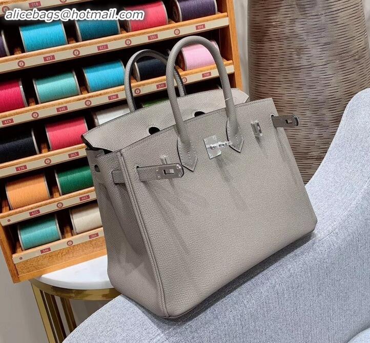 Discount Classic Hermes Birkin 25cm Bag in Original Epsom Leather H091416 Light Gray