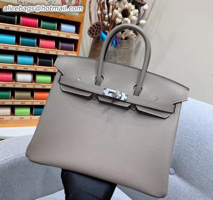 Discount Classic Hermes Birkin 25cm Bag in Original Epsom Leather H091416 Light Gray