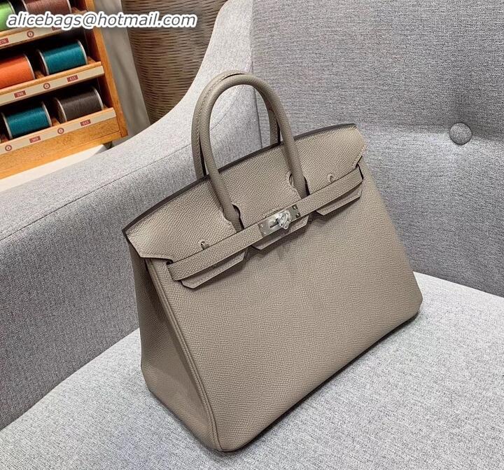 Discount Classic Hermes Birkin 25cm Bag in Original Epsom Leather H091416 Light Gray