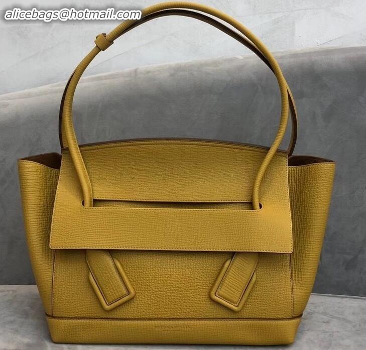 Discount Bottega Veneta Arco 33 Bag in Grainy Calfskin Top Handle Bag BV90710 Yellow 2019