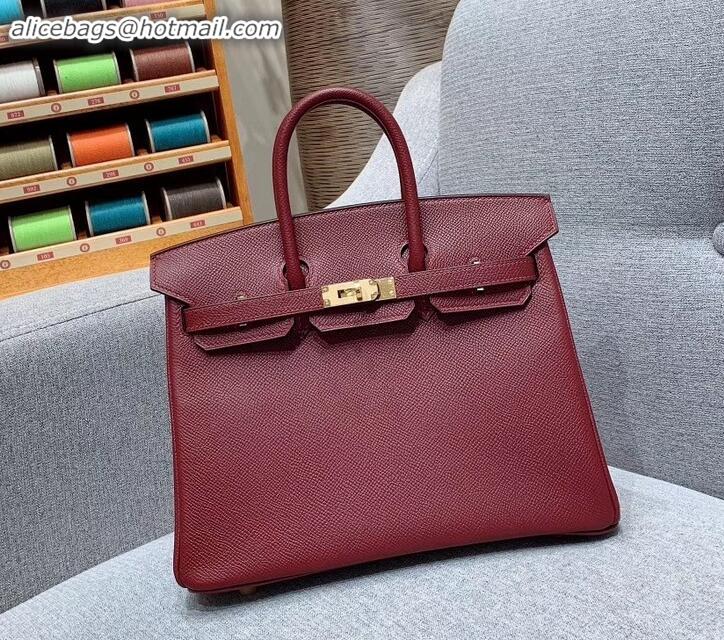 Top Quality Hermes Birkin 25cm Bag in Original Epsom Leather H091416 Burgundy