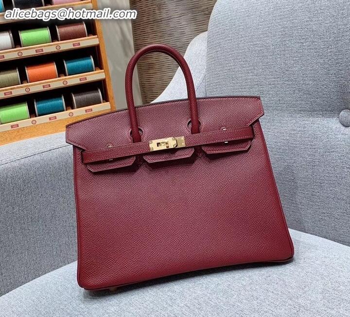 Top Quality Hermes Birkin 25cm Bag in Original Epsom Leather H091416 Burgundy