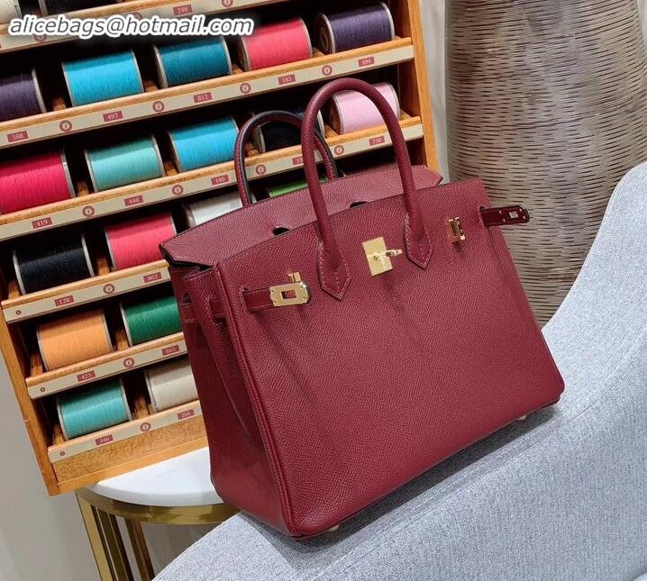 Top Quality Hermes Birkin 25cm Bag in Original Epsom Leather H091416 Burgundy