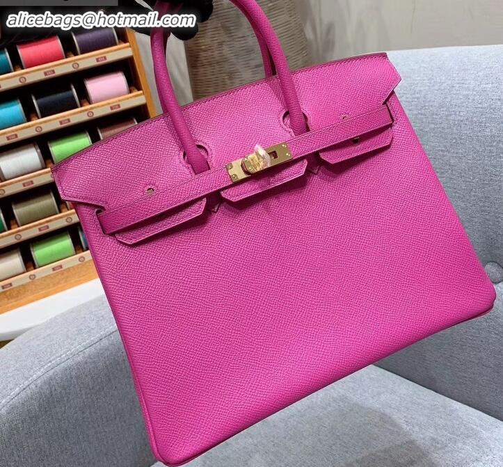 Popular Style Hermes Birkin 25cm Bag in Original Epsom Leather H091416 Fuchsia