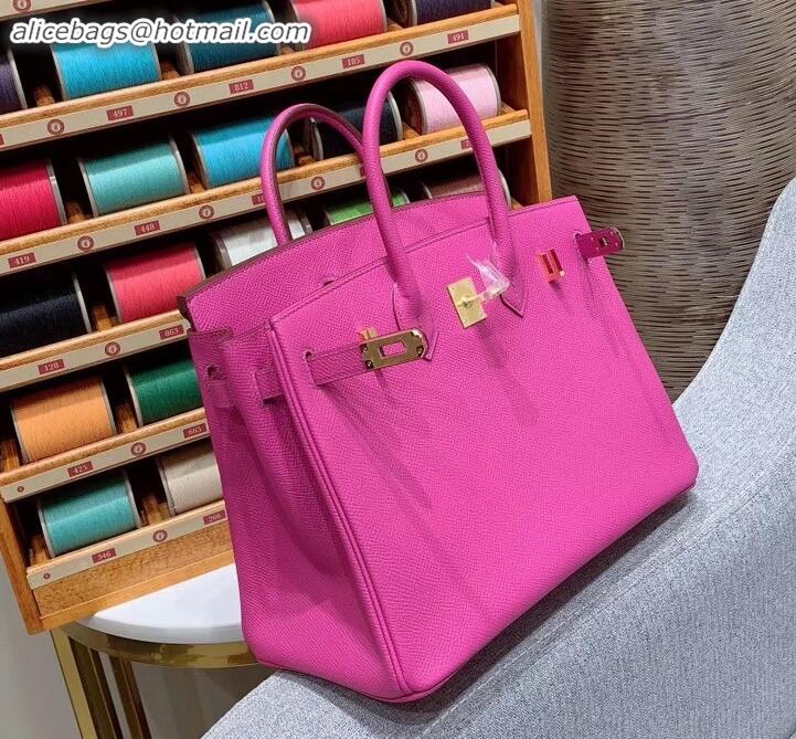 Popular Style Hermes Birkin 25cm Bag in Original Epsom Leather H091416 Fuchsia